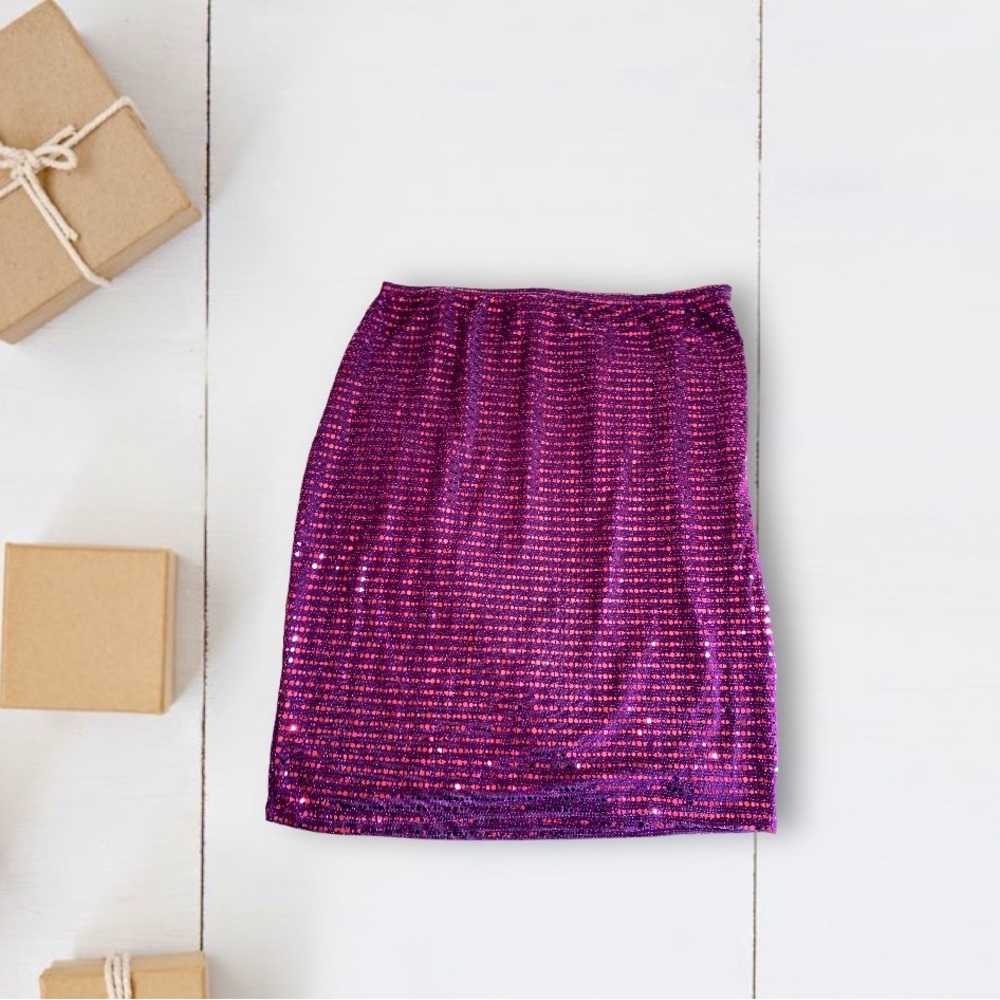 Shimmery sequence purple plum berry casual skirt